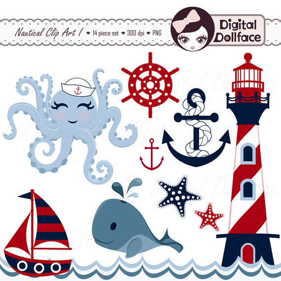 570x570 Nautical Clipart Summer Anchor Whale Sailboat Octopus
