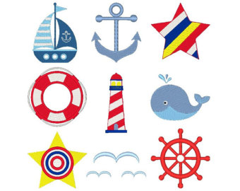 340x270 Digital Nautical Clip Art Boat Lighthouse Whale Anchor
