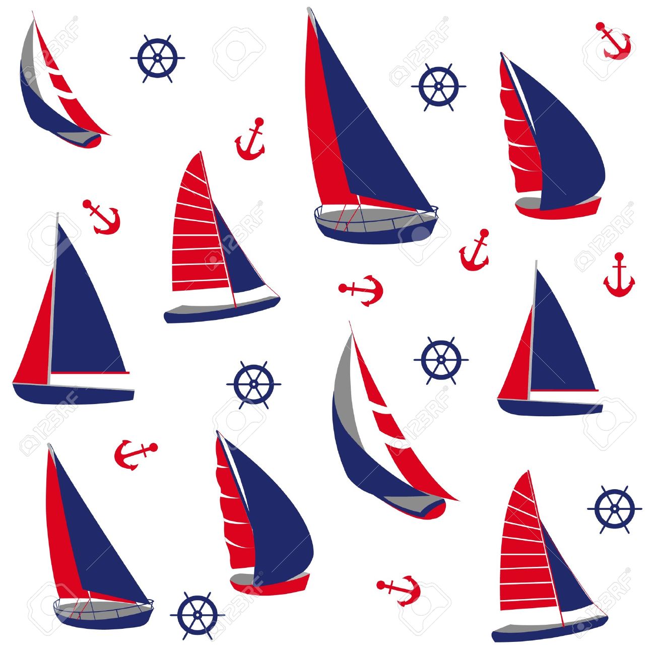 1300x1300 Seamless Pattern With Nautical Elements Royalty Free Cliparts