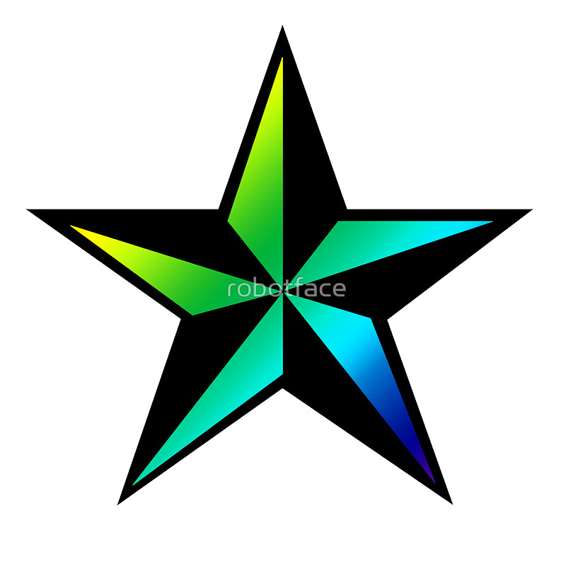 800x800 Nautical Star Sticker (Green Blue Version) Stickers By Robotface
