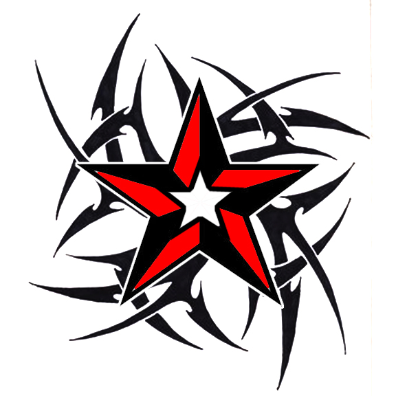 576x576 Black And Red Nautical Star With Tribal Tattoo Design