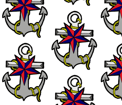 470x403 Nautical Star And Anchor Fabric