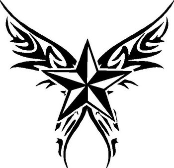 350x338 Star With Wings, Vinyl Decal Sticker