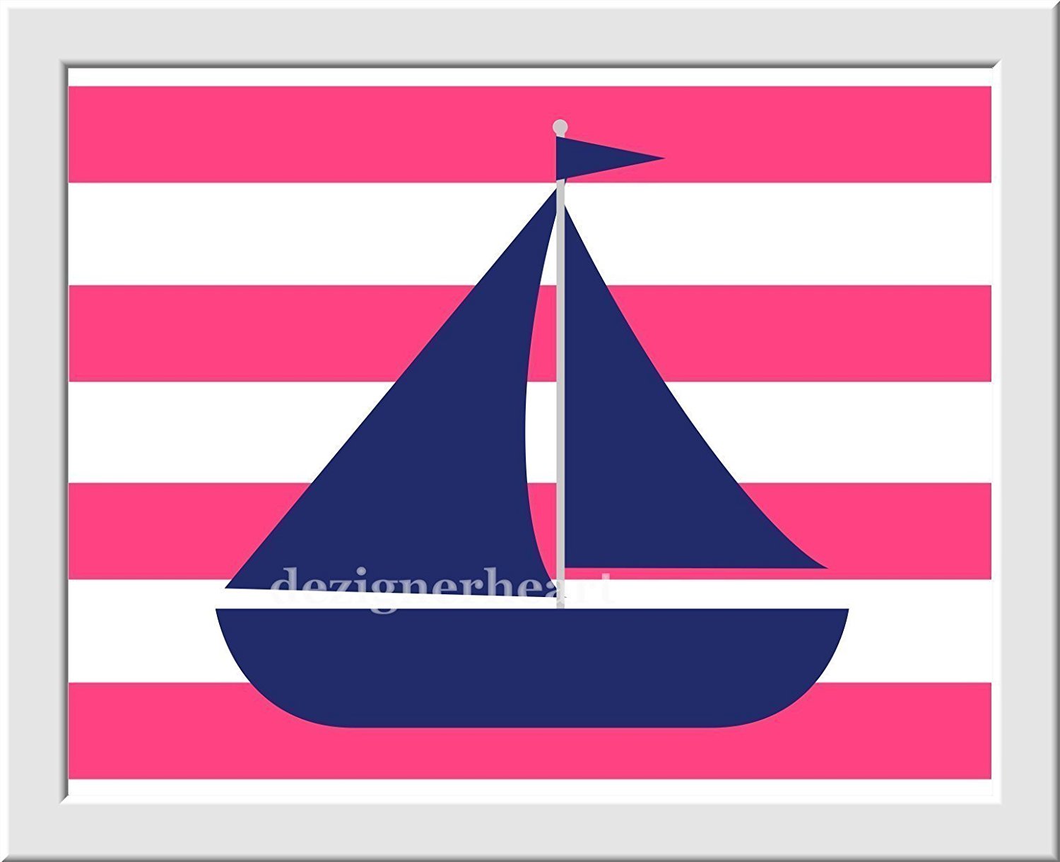 1500x1220 Nautical Baby Girl Nursery Wall Art Pink Navy Blue