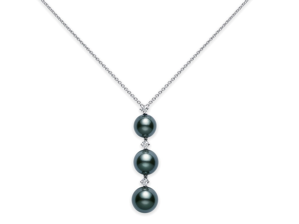 1000x750 Lofty Mikimoto Black Pearl Necklace South Sea 3 Pendant Necklaces