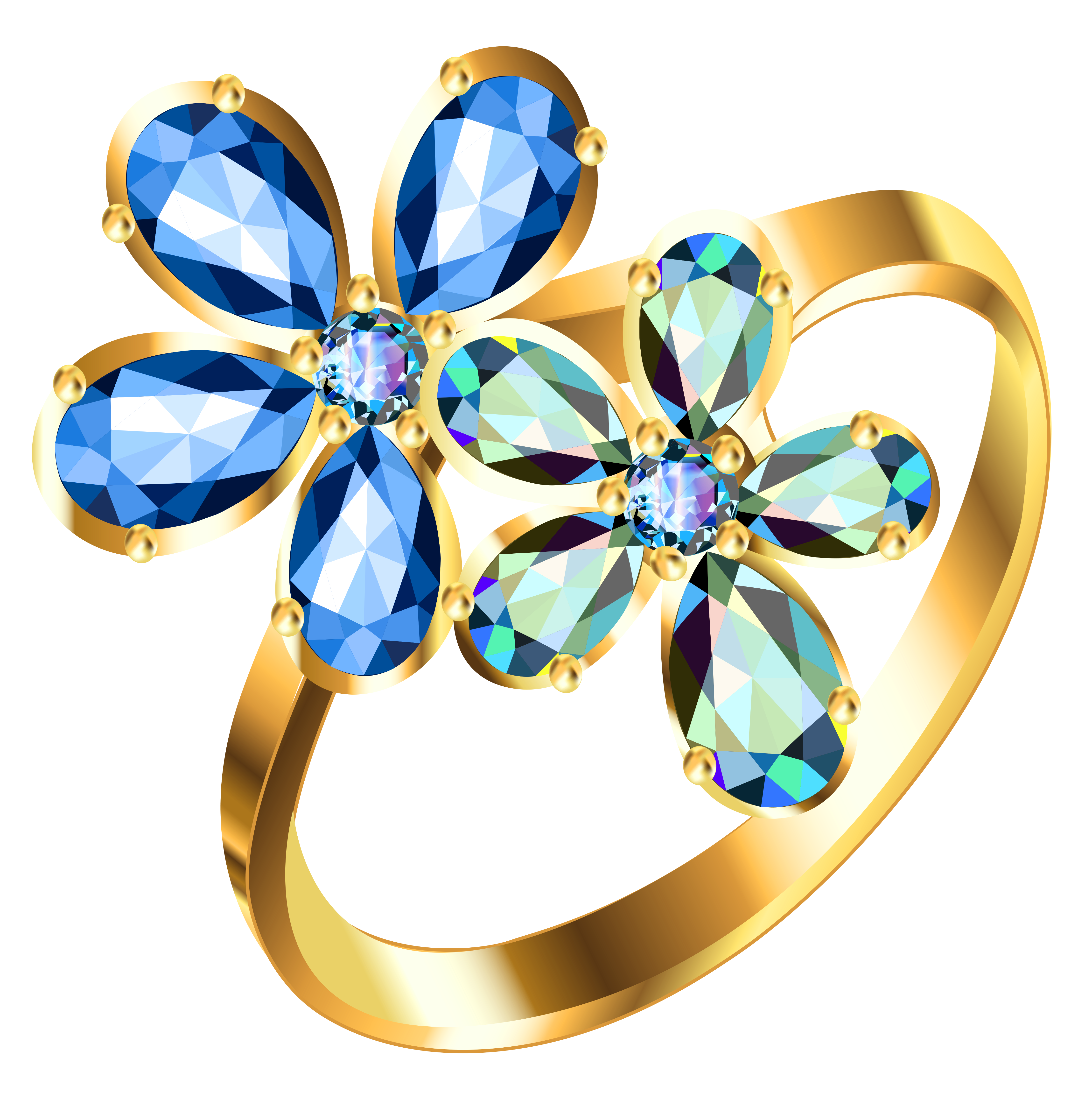 4524x4556 Silver Ring With Blue Floral Diamonds Png Clipartu200b Gallery