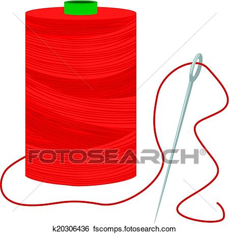 450x459 Clip Art Of Red Thread Spool With Needle K20306436