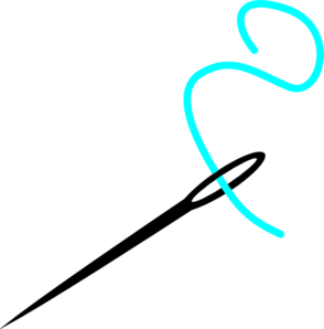294x298 Aqua Thread With Needle Clip Art