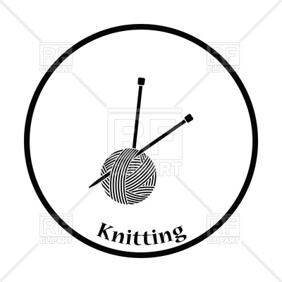 400x400 Thin Circle Design Of Yarn Ball With Knitting Needles Royalty Free