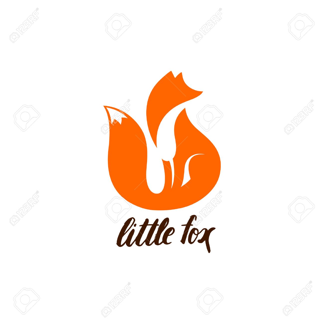 1300x1300 Negative Space Logo With Sitting Fox. Orange Fox Silhouette