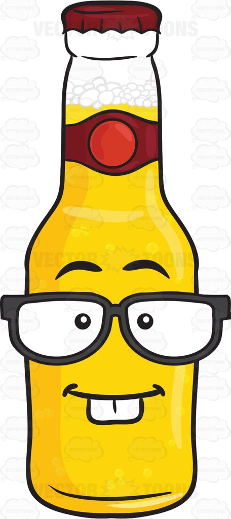 456x1024 Nerd Looking Bottle Of Beer With Eye Glasses Emoji Cartoon Clipart
