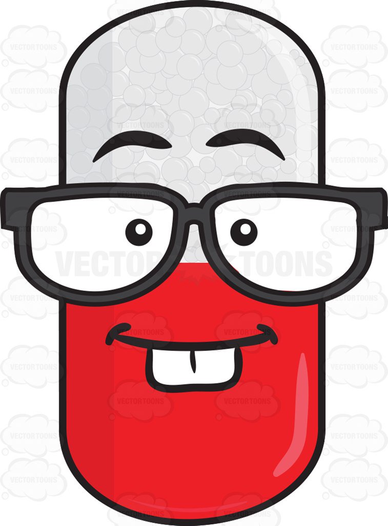757x1024 Nerd Looking Medicinal Capsule Wearing Eye Glasses Emoji Cartoon