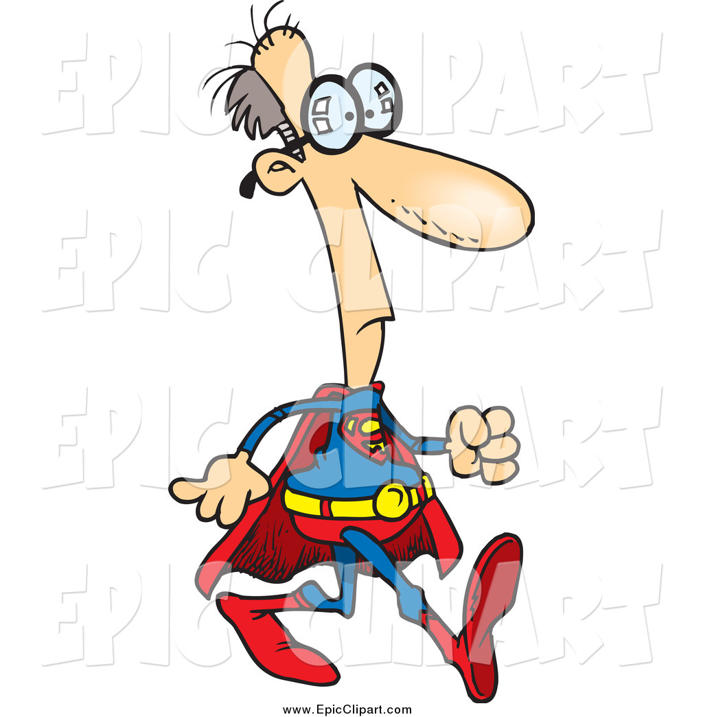 1024x1044 Vector Clip Art Of A Cartoon Nerdy Super Hero Walking By Toonaday
