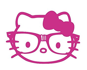 355x285 Hello Kitty Nerd Glasses Face Pink Vinyl Decal Sticker Custom