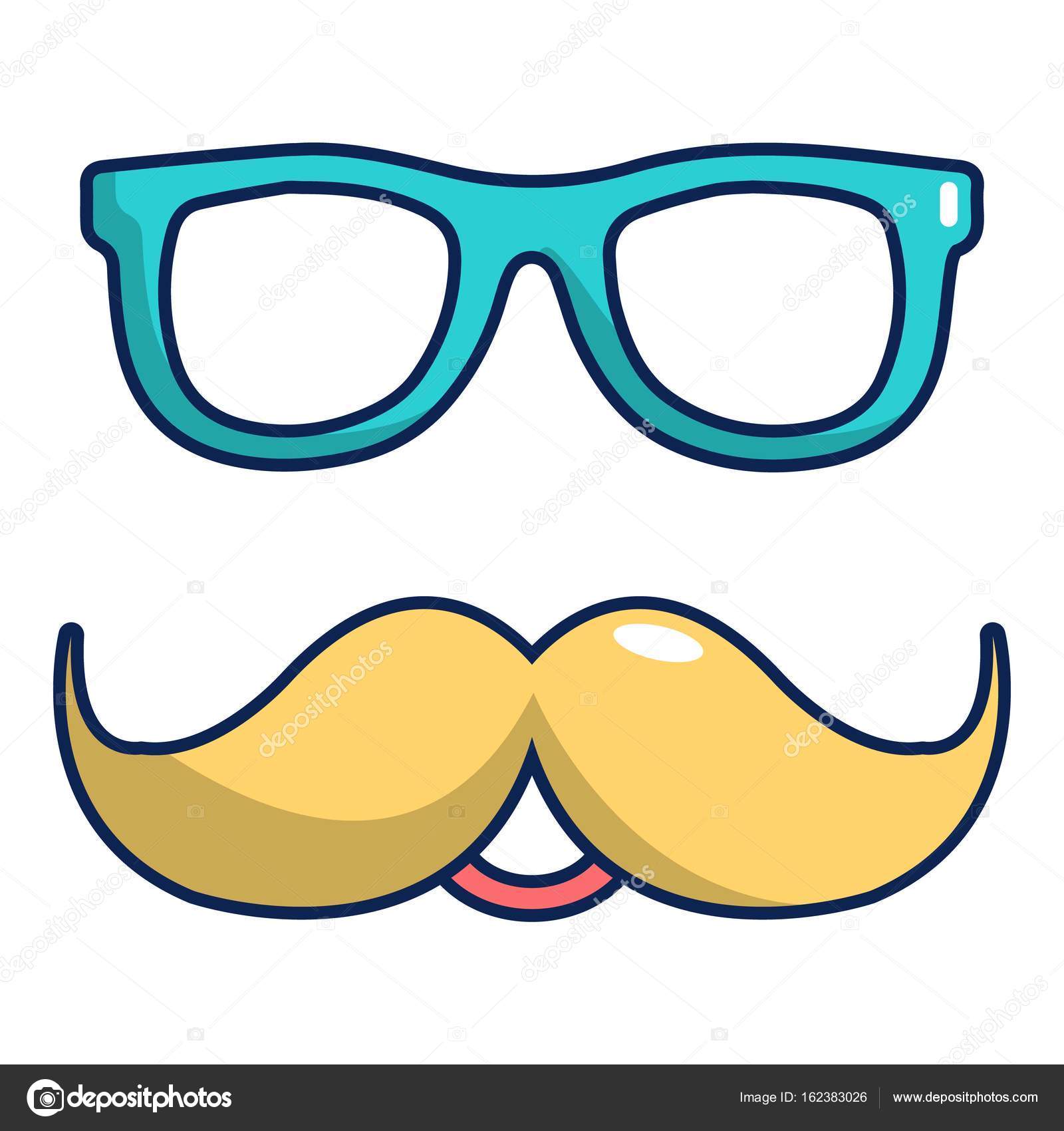 1600x1700 Nerd Glasses And Mustaches Icon, Cartoon Style Stock Vector