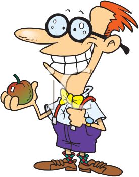 275x350 Cartoon Nerd Boy With Glasses, Bowtie And An Apple For Teacher