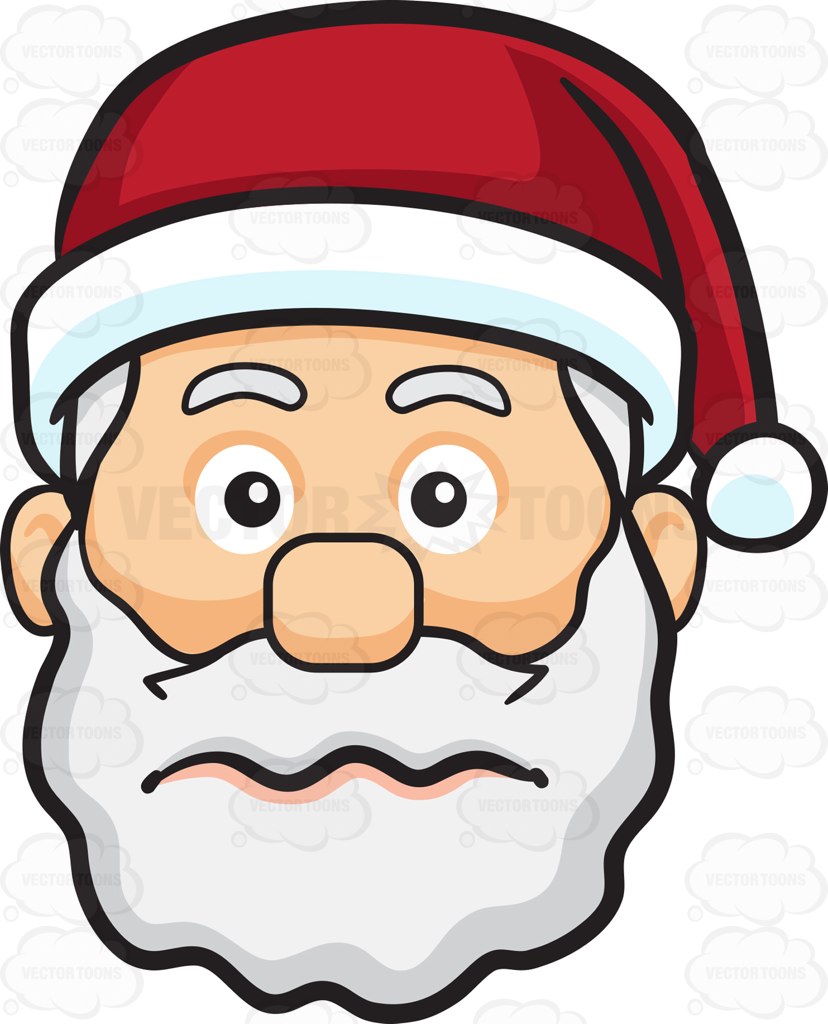 828x1024 A Nervous Face Of Santa Claus Cartoon Clipart