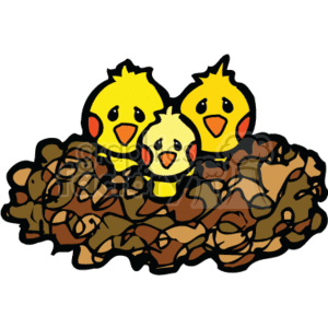 300x300 Royalty Free Three Yellow Baby Birds In A Nest 130747 Vector Clip