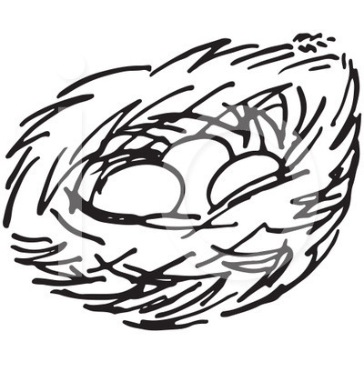 400x420 Bird Nest Black And White Clipart