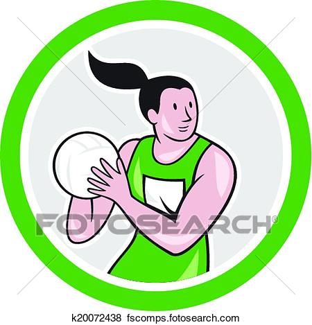 450x469 Clip Art Of Netball Player Catching Ball Circle Cartoon K20072438