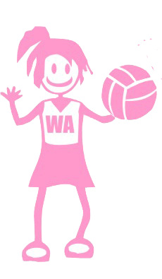 230x395 Netball Girl Sticker With Ball
