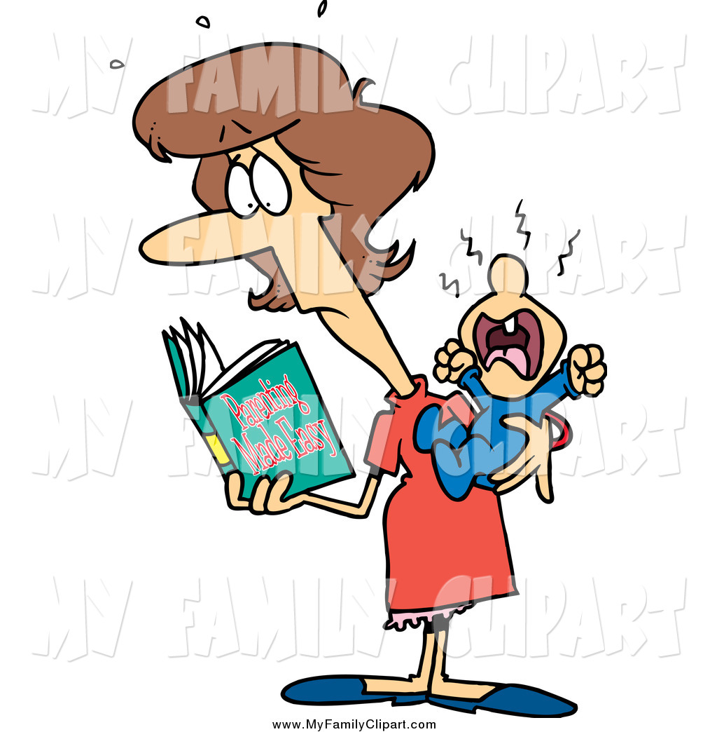 1024x1044 Cliprt Of Cartoon Brunette Caucasian New Mom Reading