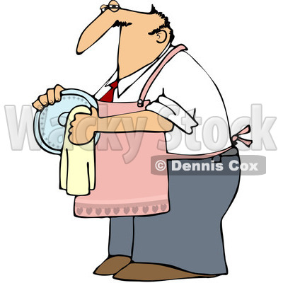 400x400 Clipart Outlined House Husband Drying Dishes