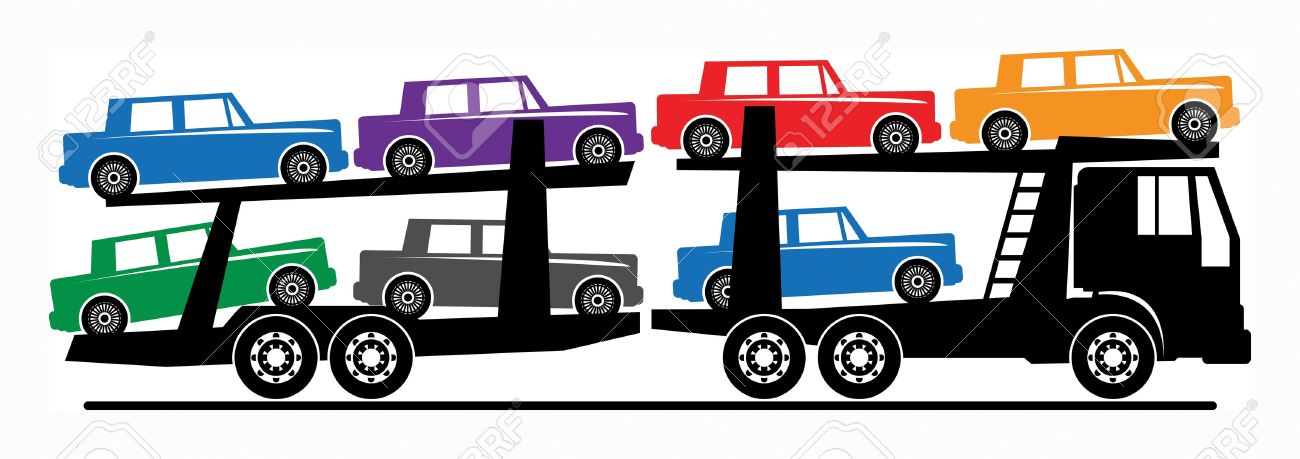 1300x459 Car Carrier Truck Deliver New Auto Royalty Free Cliparts, Vectors
