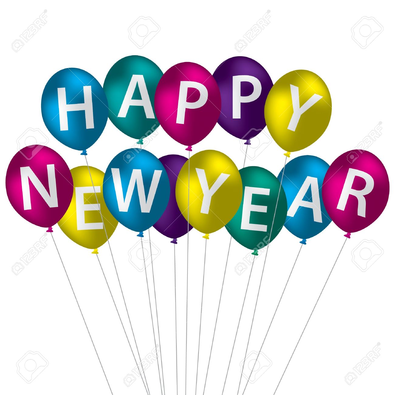 1300x1300 New Year Balloons Clipart
