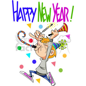300x300 Royalty Free Happy New Year Celebration Vector Cartoon Art 400557