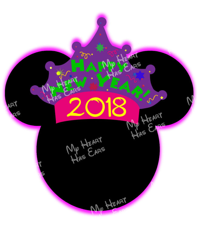 650x767 Mickey Mouse Happy New Year 2018 Head Ears Instant Download