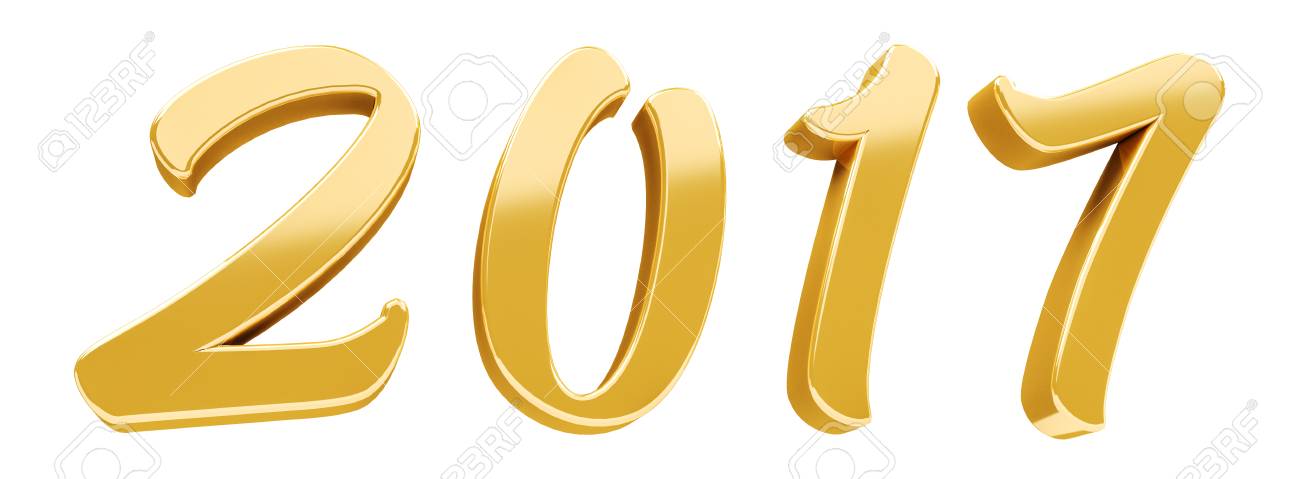 1300x479 3d Rendering Gold 2017 New Year Eve Illustration On White