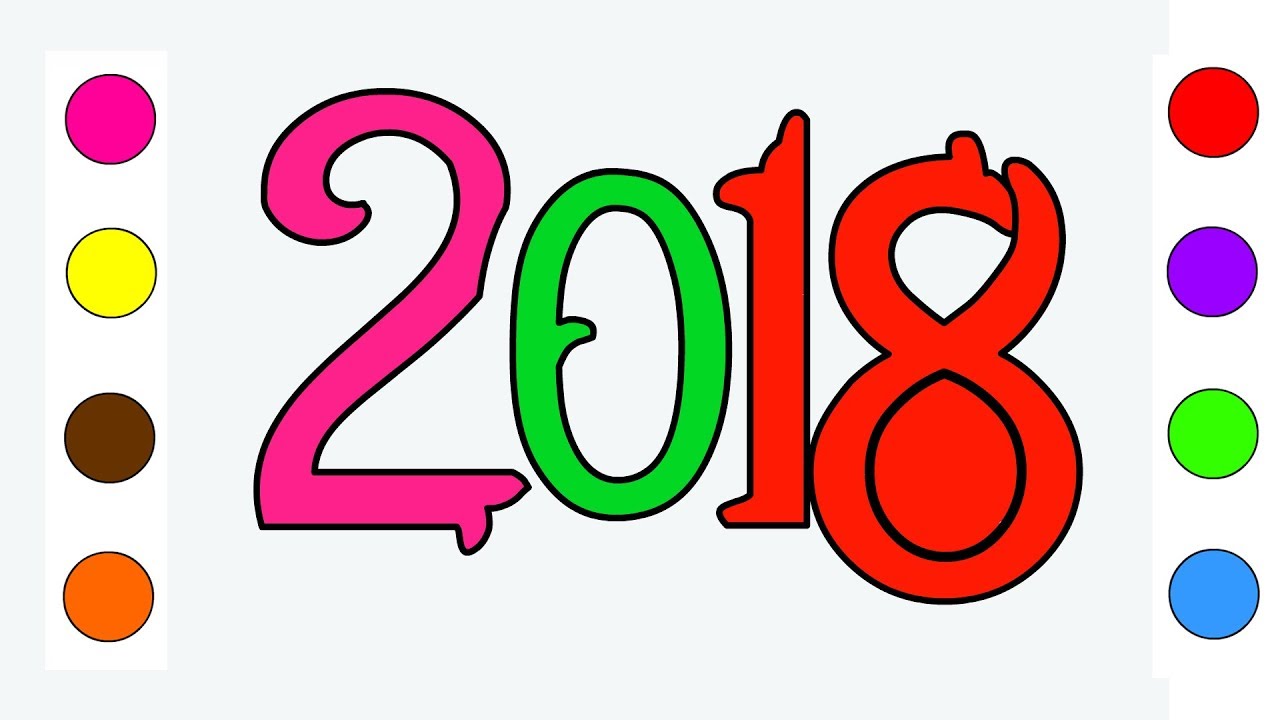 1280x720 Happy New Year 2018 Coloring Pages For Kids Children Toddlers