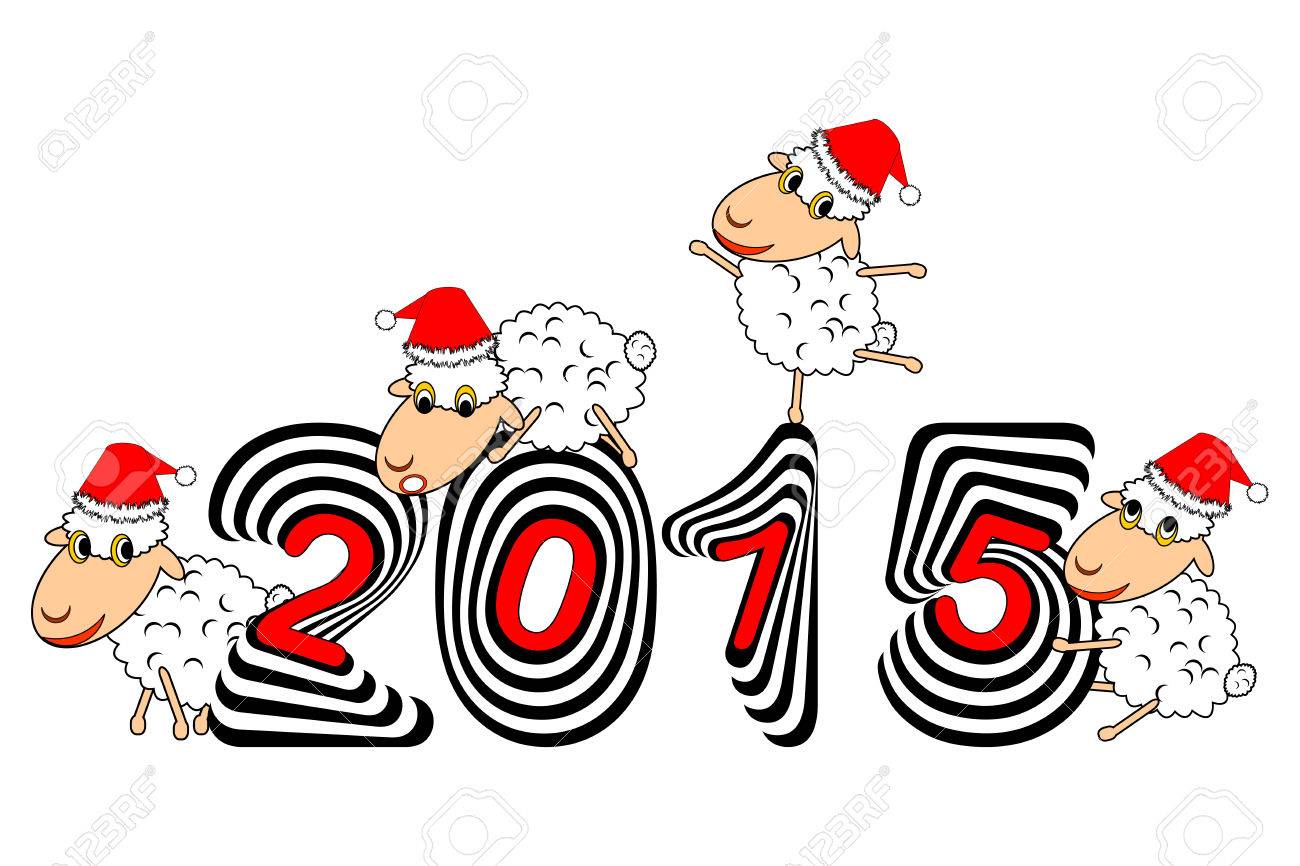 1300x866 Funny Christmas Cartoon Sheep. New Year 2015 And Christmas
