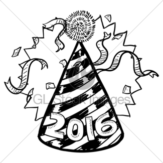 325x325 New Year's Eve Party Hat With Confetti Gl Stock Images