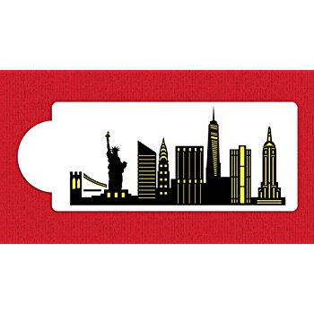 350x350 New York City Detailed Skyline Cake Stencil Side C1000
