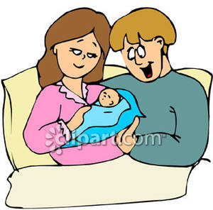 300x296 Mom And Dad Holding Their Newborn Baby Royalty Free Clipart Picture