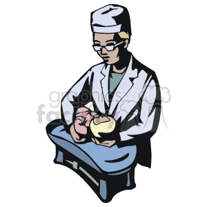 300x300 Royalty Free Obstetrician Caring For A Newborn Baby 160620 Vector