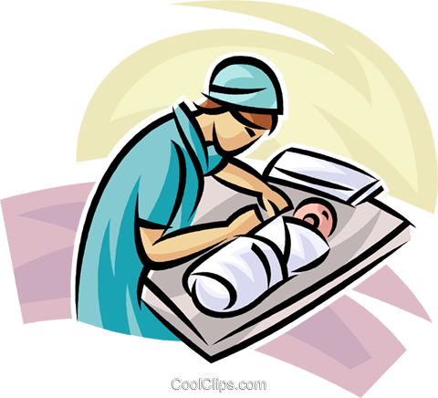 480x436 Doctornurse With A Newborn Royalty Free Vector Clip Art