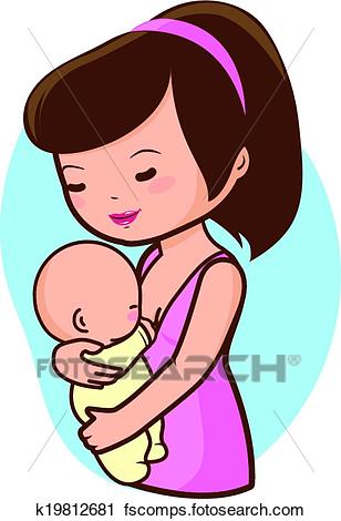 308x470 Clipart Of Mother Breastfeeding Baby K19812681