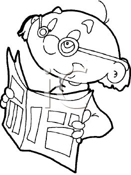263x350 Clip Art Outline Of A Balding Man Reading A Newspaper