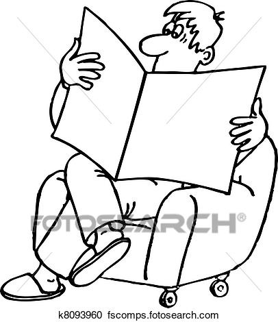 406x470 Clipart Of Man Reading Newspaper K8093960