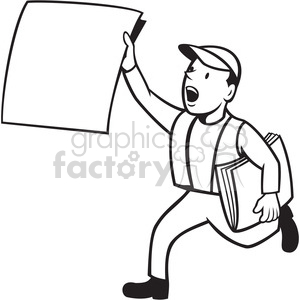 300x300 Royalty Free Black And White Newsboy Newspaper Run 2014 388180