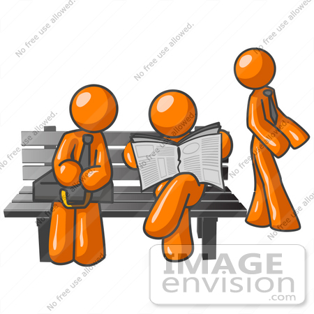 450x450 Clip Art Graphic Of Orange Guy Characters Waiting At A Bus Stop