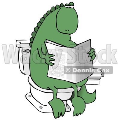 400x400 Dino Sitting On A Toilet And Reading A Newspaper In A Bathroom