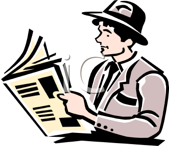 350x302 Man Reading Newspaper Clipart