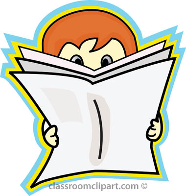 380x400 Child Reading Newspaper Clipart