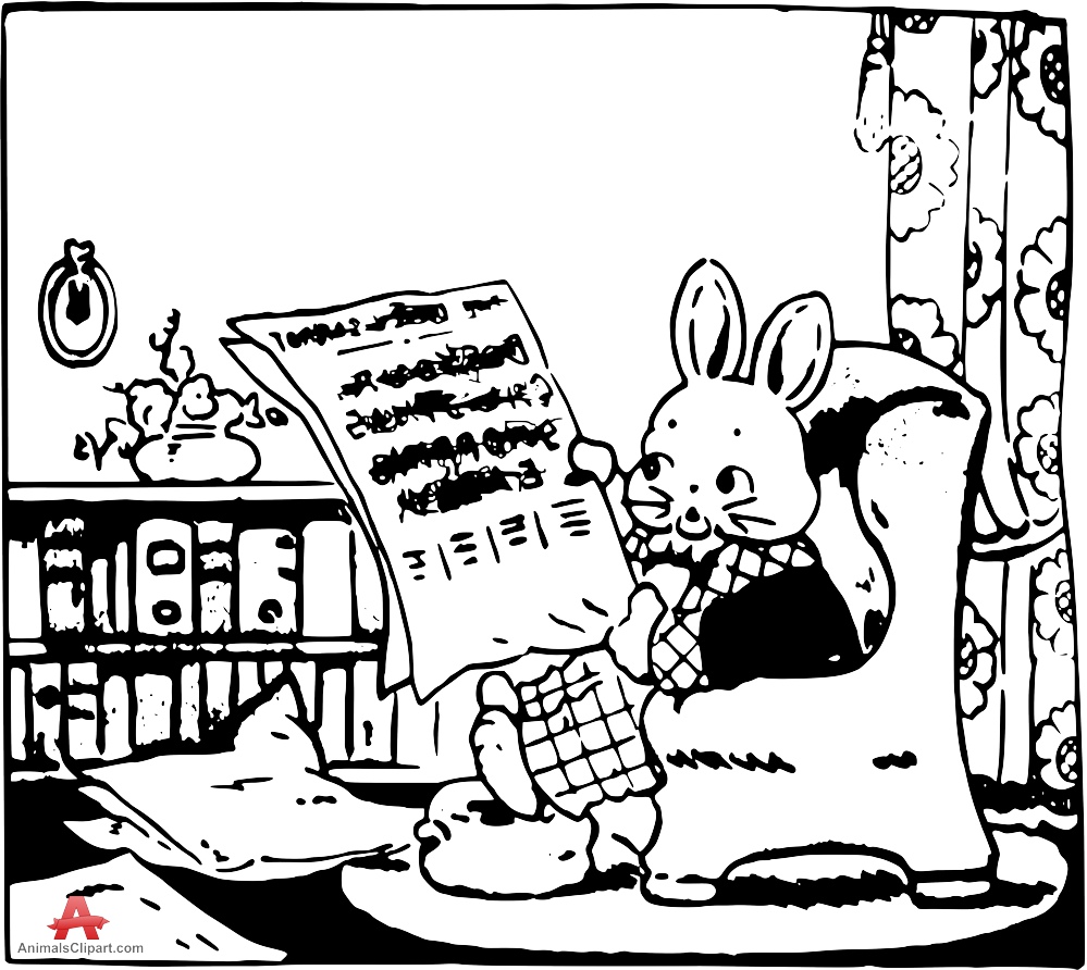 999x892 Rabbit Reading Newspaper Vintage Clipart Drawing Free Clipart