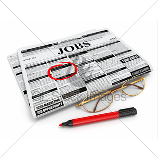325x325 Search A Job. Concept Of Recruitment. Newspaper With Empt Gl