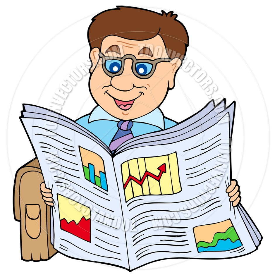 940x940 Cartoon Businessman Reading Newspaper By Clairev Toon Vectors